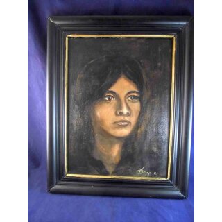 Ölgemälde, Porträt einer jungen Dame, sign., 1973